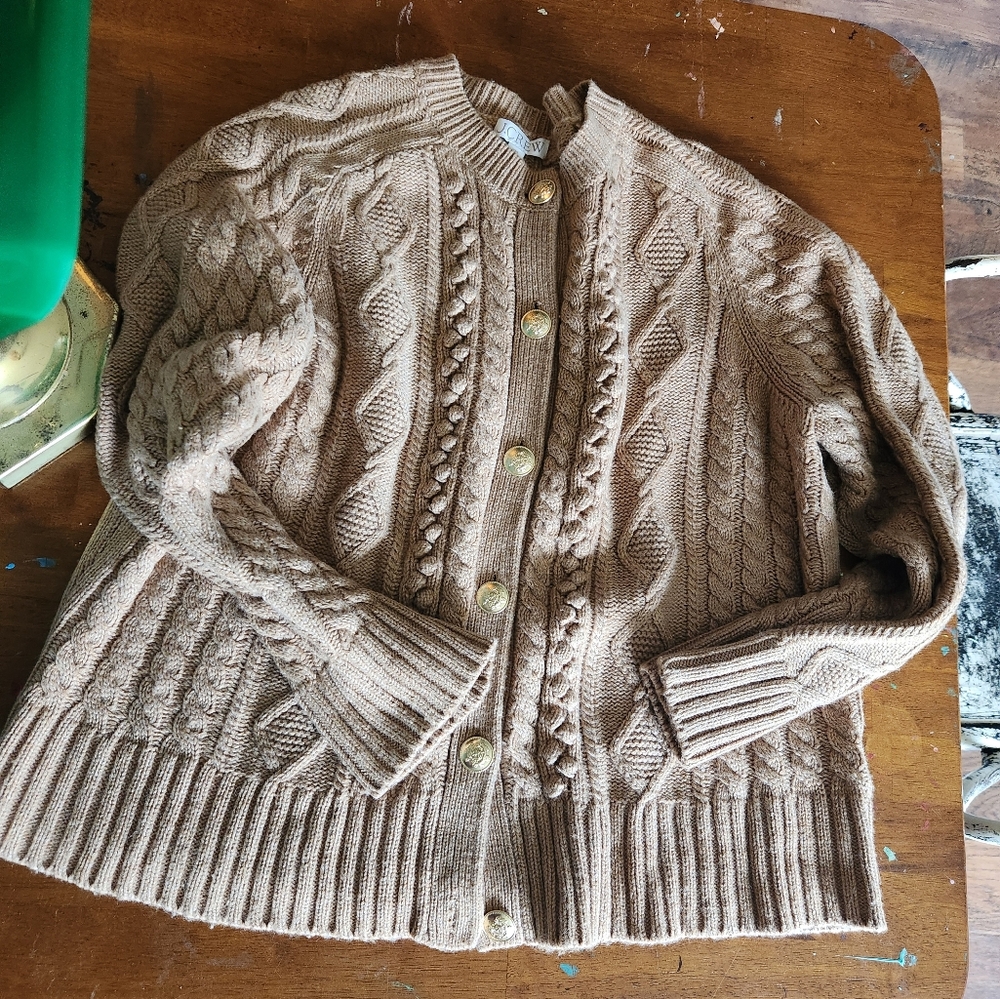 Jcrew Wool Cabled Cardigan